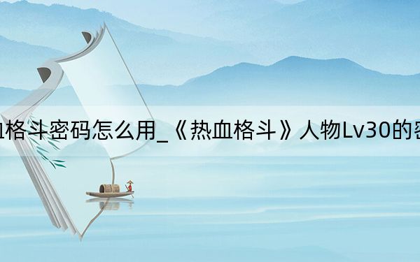 熱血格斗密碼怎么用_《熱血格斗》人物L(fēng)v30的密碼攻略