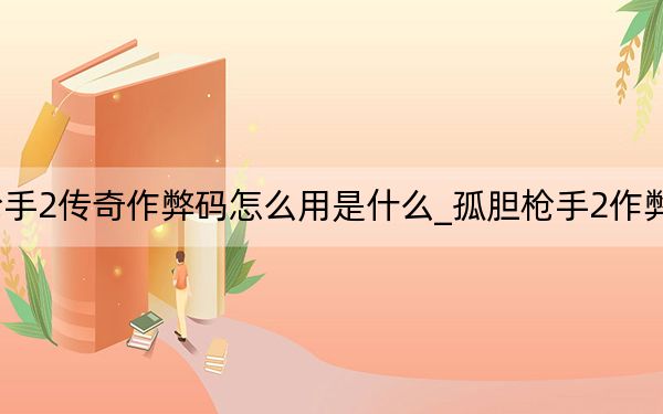 孤膽槍手2傳奇作弊碼怎么用是什么_孤膽槍手2作弊碼是什么