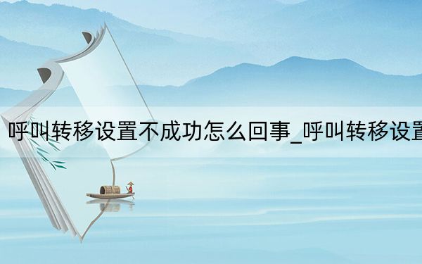 呼叫轉(zhuǎn)移設(shè)置不成功怎么回事_呼叫轉(zhuǎn)移設(shè)置